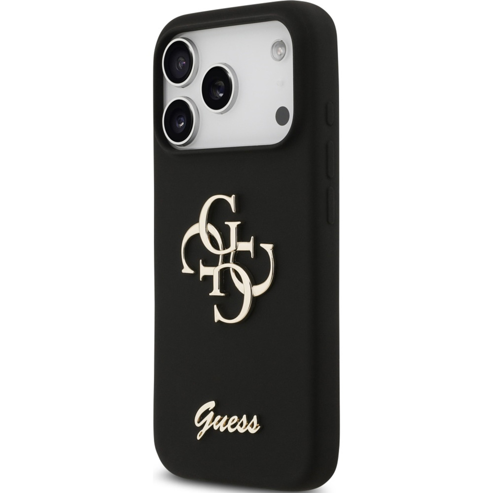 Etui Guess Hardcase Silicone Big 4G Script do iPhone 17 Pro Max, czarne